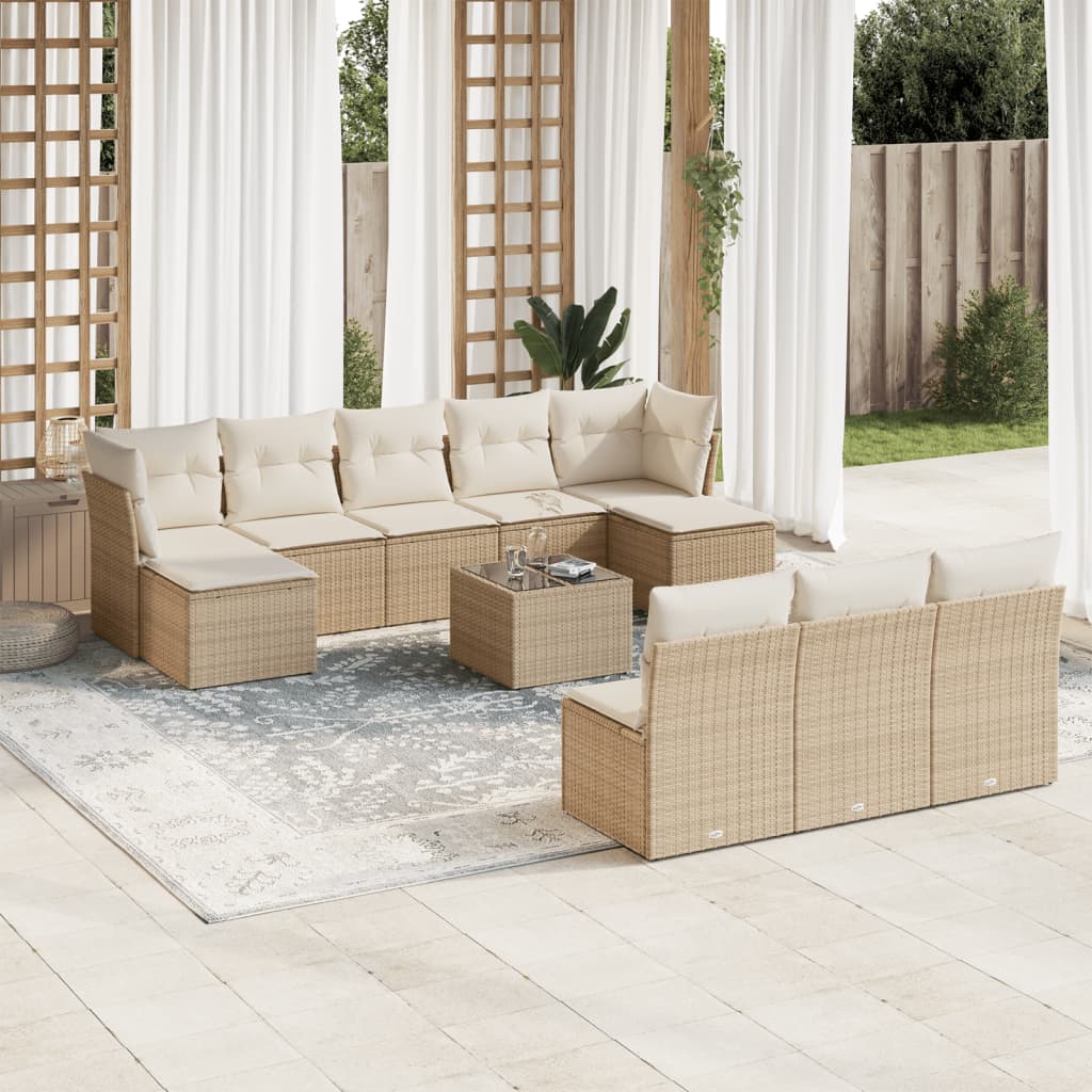 Set Mobilier De Grădină Cu Perne, 10 Piese, , Poliratan