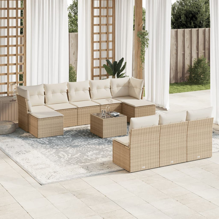 Set Mobilier De Grădină Cu Perne, 10 Piese, , Poliratan