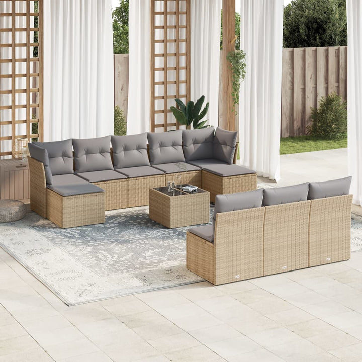 Set Mobilier De Grădină Cu Perne, 10 Piese, , Poliratan