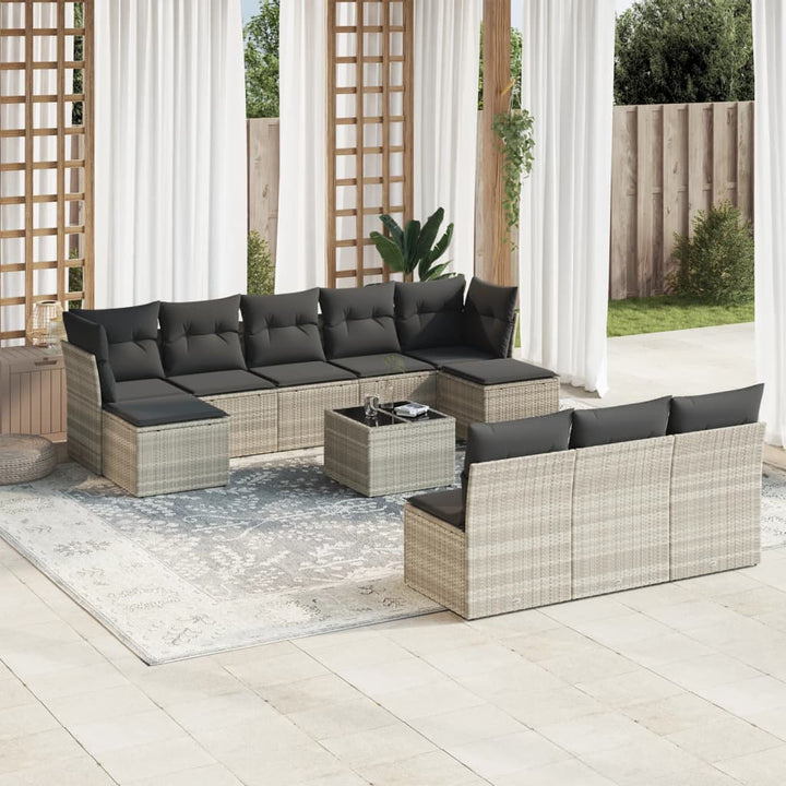 Set Mobilier De Grădină Cu Perne, 10 Piese, , Poliratan