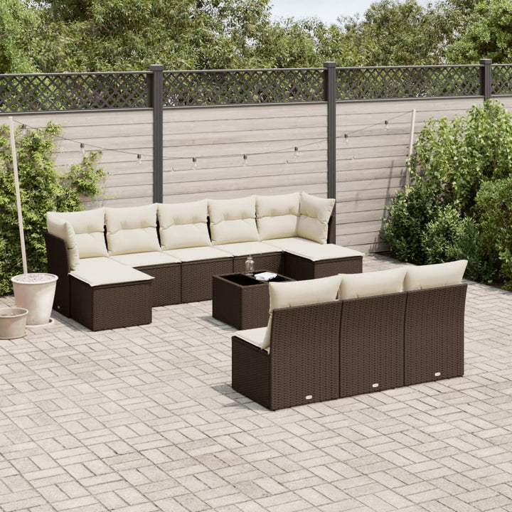 Set Mobilier De Grădină Cu Perne, 10 Piese, , Poliratan