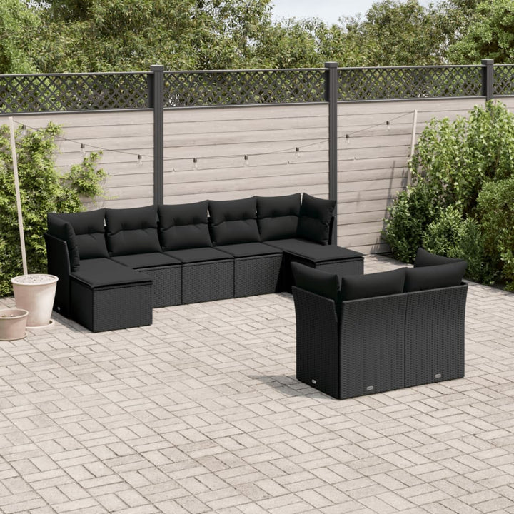 Set Canapele De Grădină, 9 Piese, Cu Perne, Bej, Poliratan