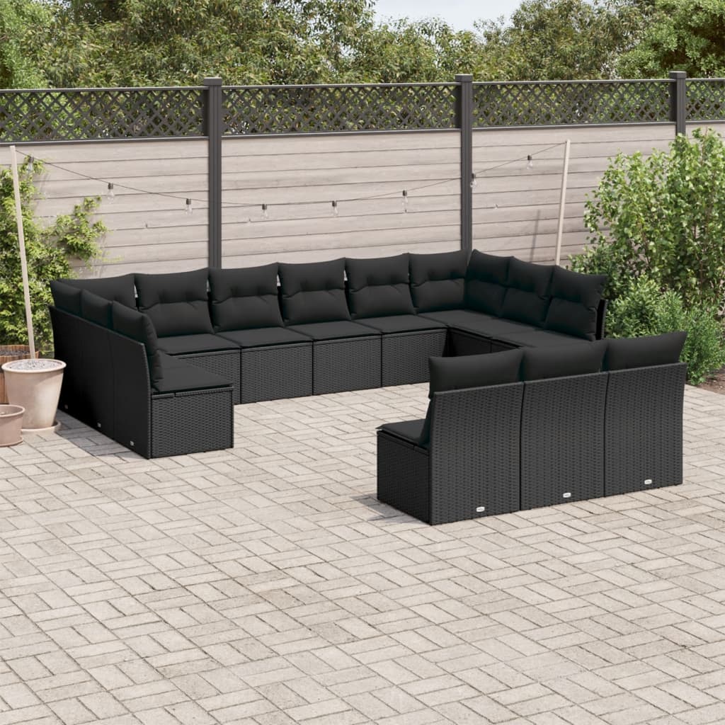 Set Canapele De Grădină, 13 Piese, Cu Perne, Bej, Poliratan