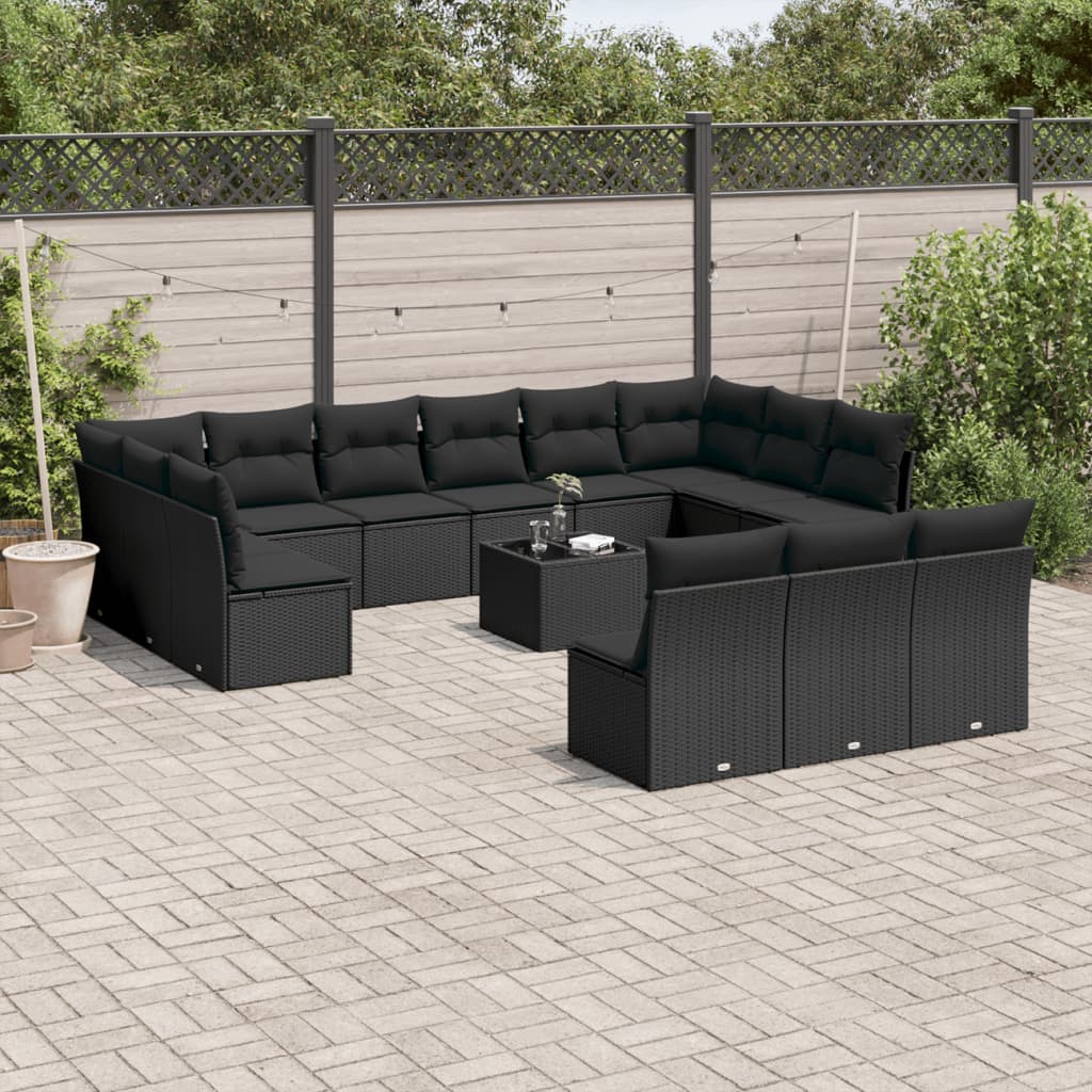 Set Canapele De Grădină, 13 Piese, Cu Perne, Bej, Poliratan