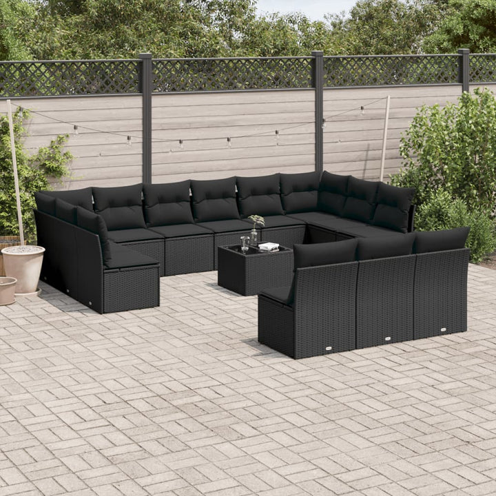 Set Canapele De Grădină, 13 Piese, Cu Perne, Bej, Poliratan