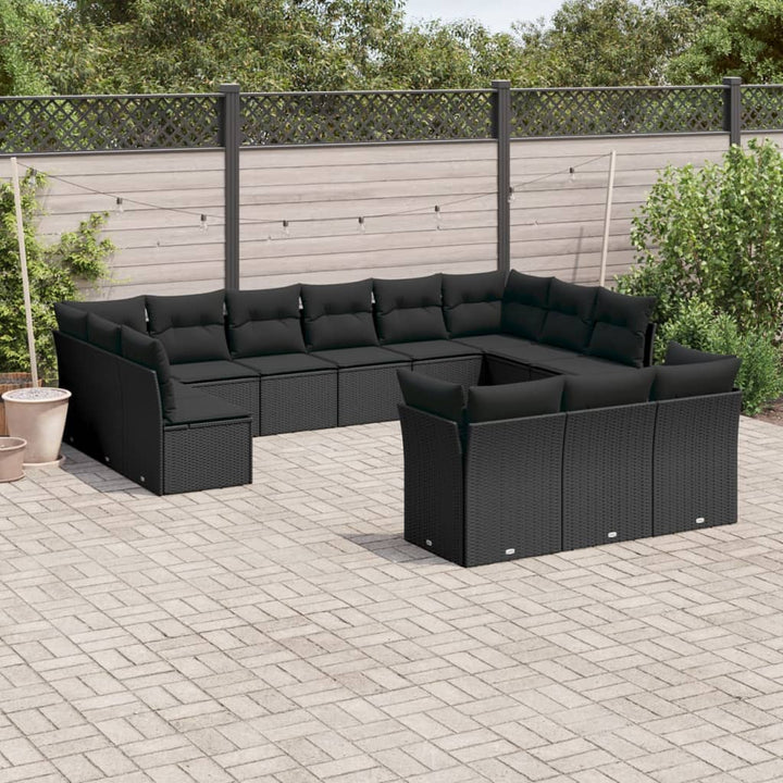Set Mobilier De Grădină Cu Perne, 13 Piese, , Poliratan