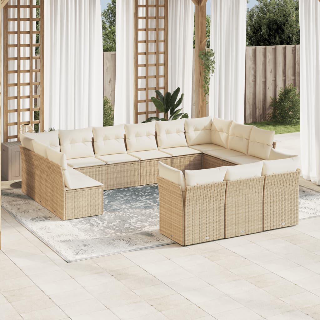 Set Mobilier De Grădină Cu Perne, 13 Piese, , Poliratan
