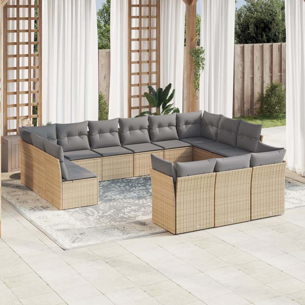 Set Mobilier De Grădină Cu Perne, 13 Piese, , Poliratan