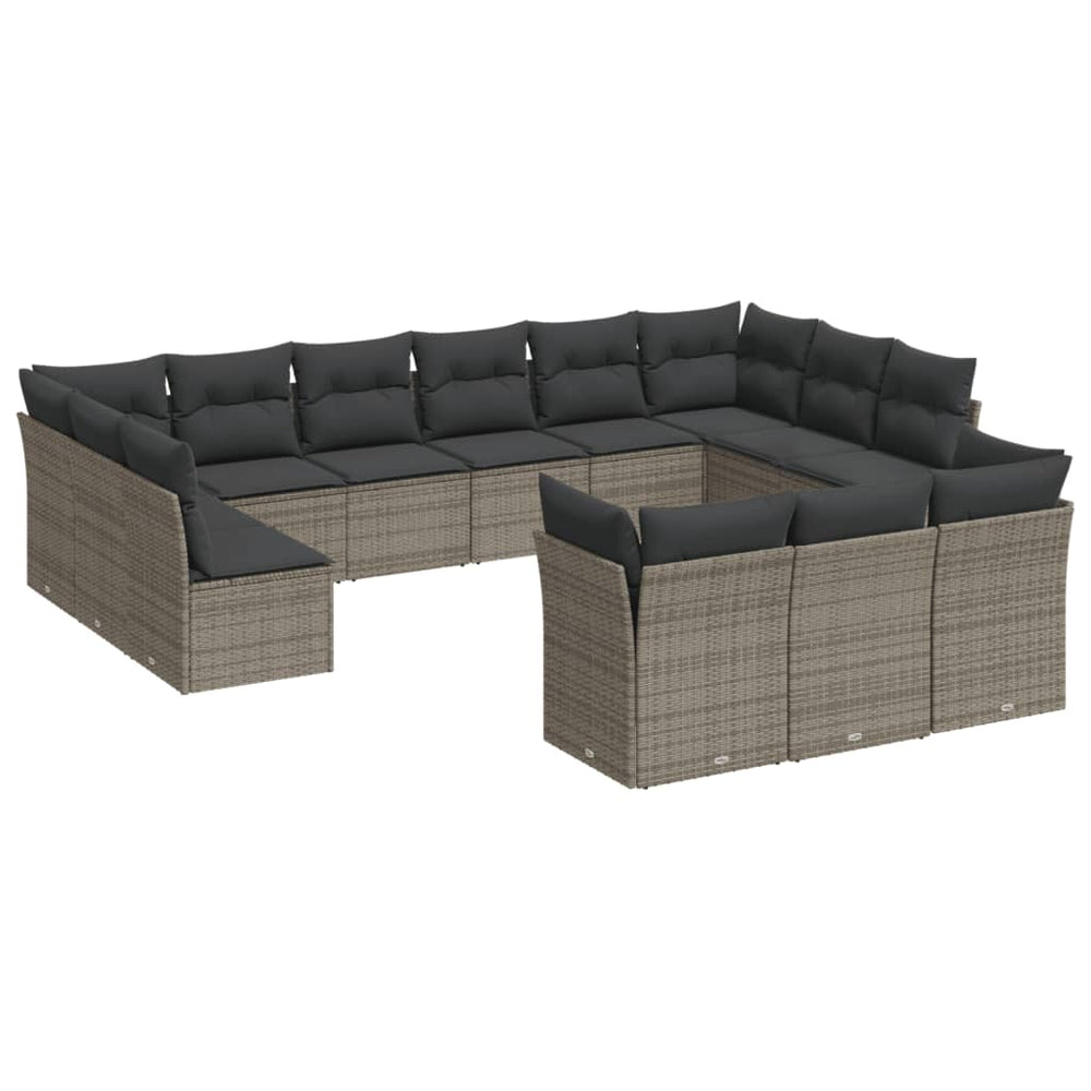 Set Mobilier De Grădină Cu Perne, 13 Piese, , Poliratan