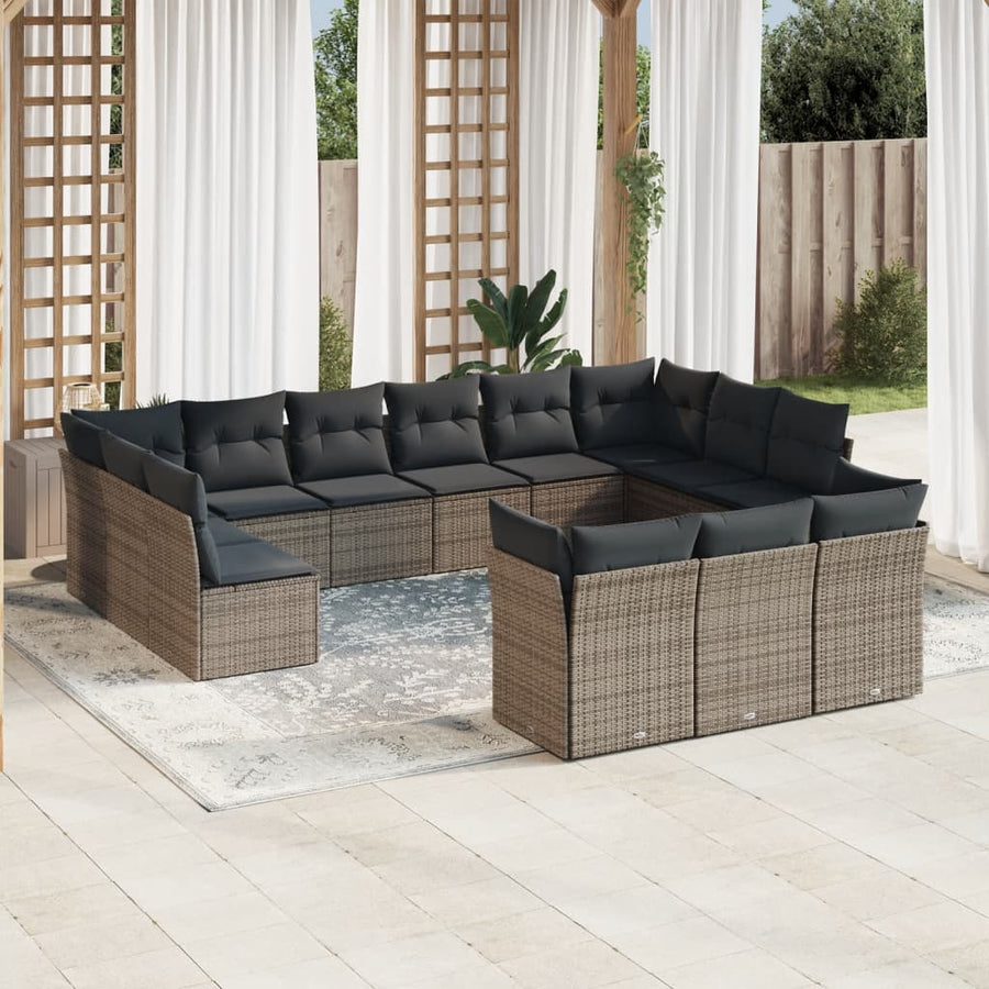 Set Mobilier De Grădină Cu Perne, 13 Piese, , Poliratan