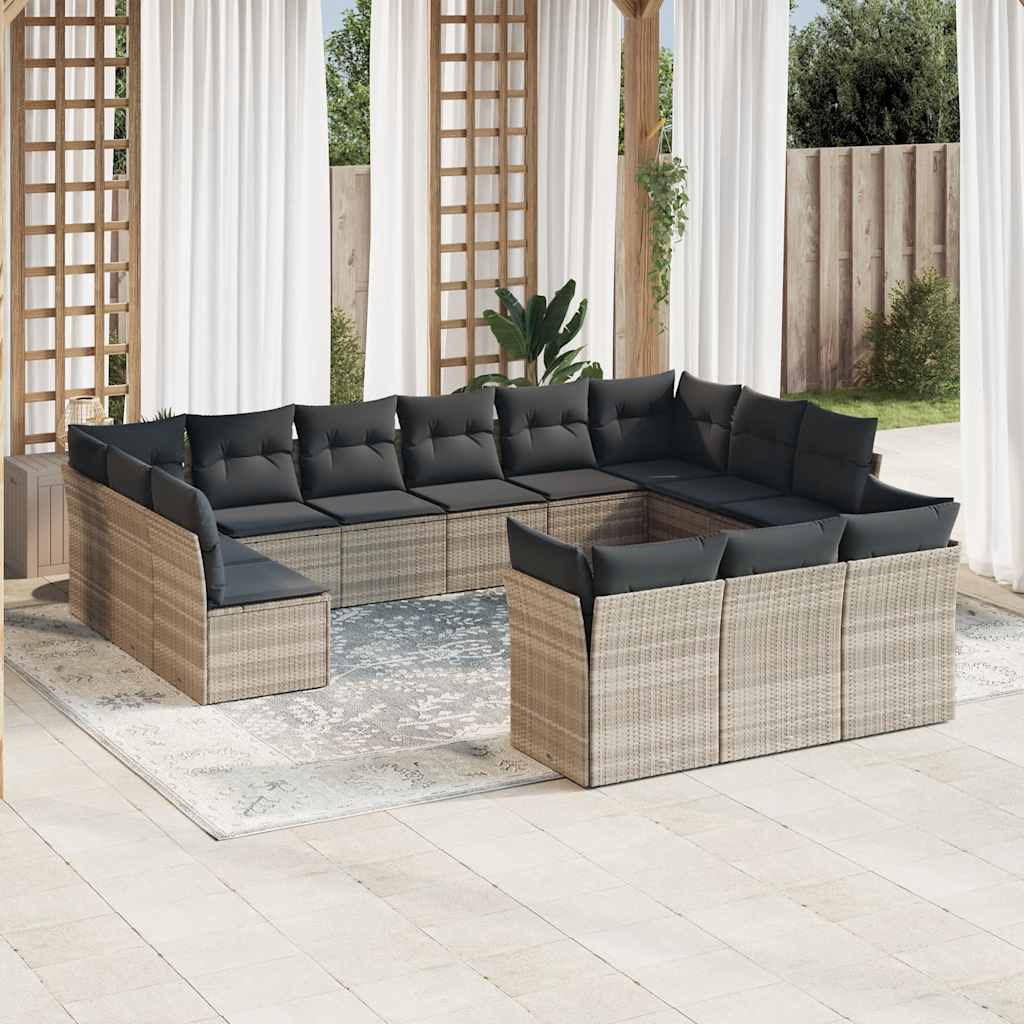 Set Mobilier De Grădină Cu Perne, 13 Piese, , Poliratan
