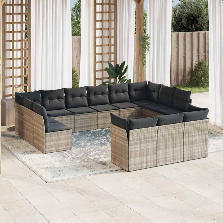 Set Mobilier De Grădină Cu Perne, 13 Piese, , Poliratan