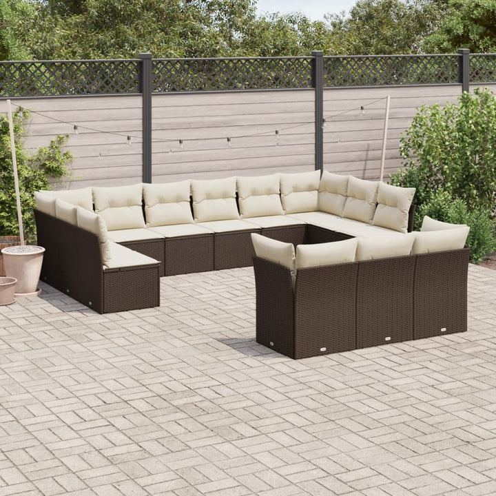 Set Mobilier De Grădină Cu Perne, 13 Piese, , Poliratan