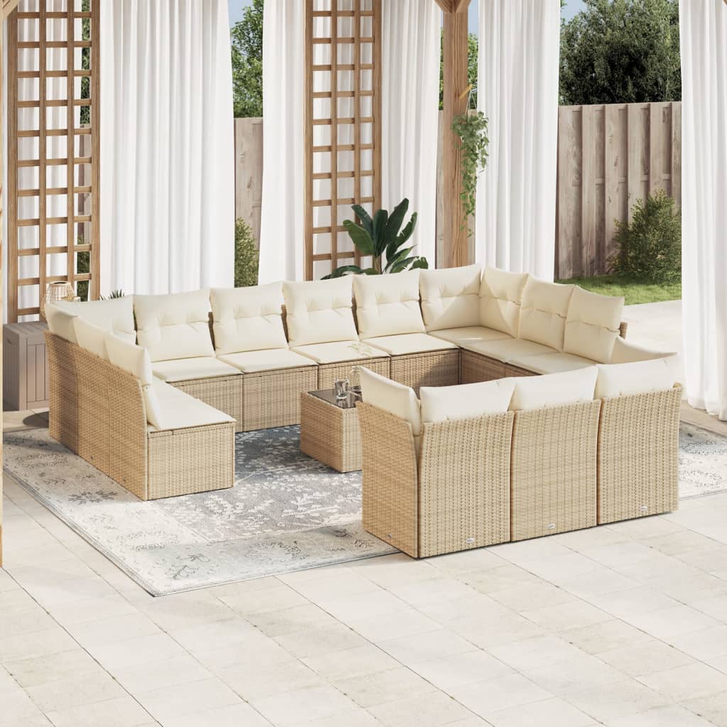 Set Mobilier De Grădină Cu Perne, 13 Piese, , Poliratan