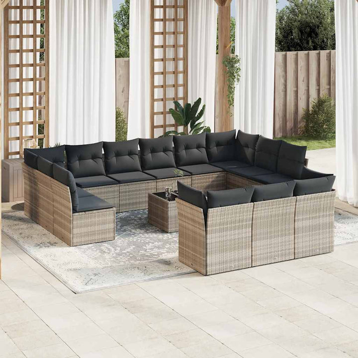 Set Mobilier De Grădină Cu Perne, 13 Piese, , Poliratan
