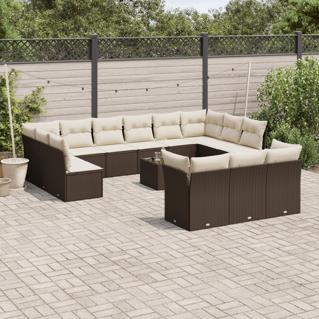Set Mobilier De Grădină Cu Perne, 13 Piese, , Poliratan