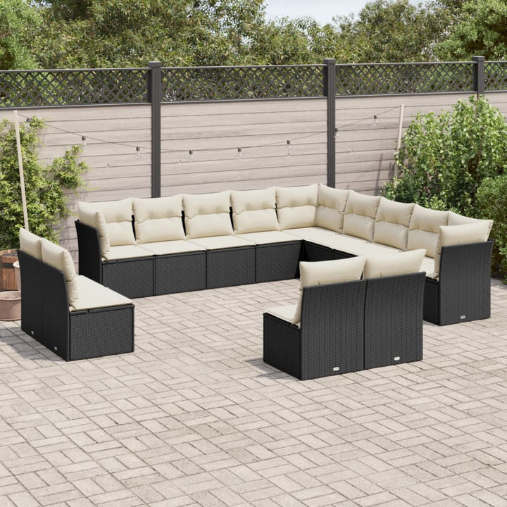 Set Mobilier De Grădină Cu Perne, 13 Piese, , Poliratan