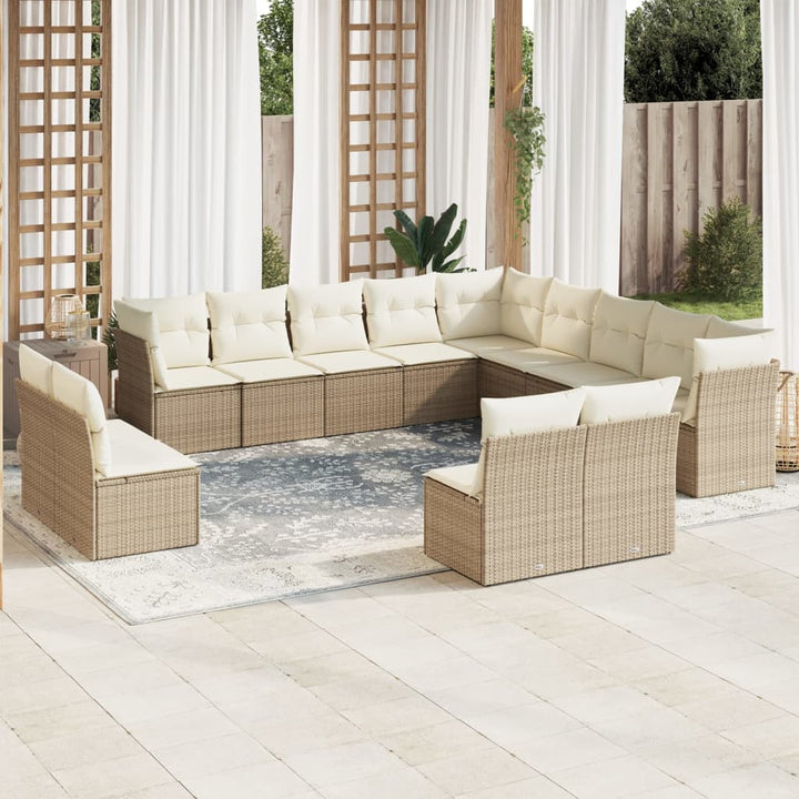 Set Mobilier De Grădină Cu Perne, 13 Piese, , Poliratan
