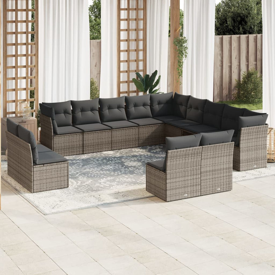 Set Mobilier De Grădină Cu Perne, 13 Piese, , Poliratan