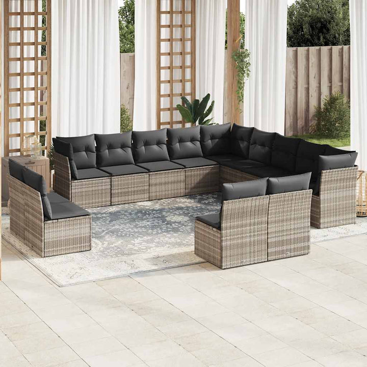 Set Mobilier De Grădină Cu Perne, 13 Piese, , Poliratan