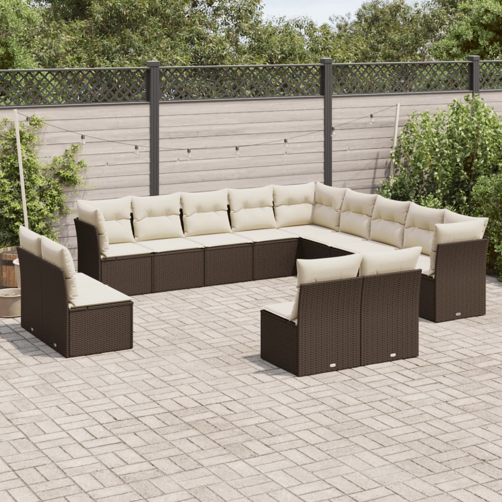Set Mobilier De Grădină Cu Perne, 13 Piese, , Poliratan