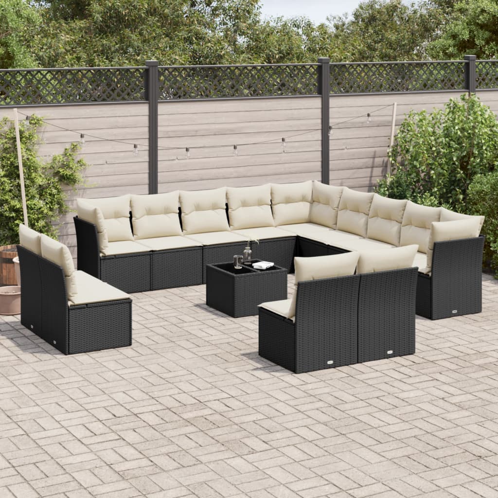 Set Mobilier De Grădină Cu Perne, 13 Piese, , Poliratan