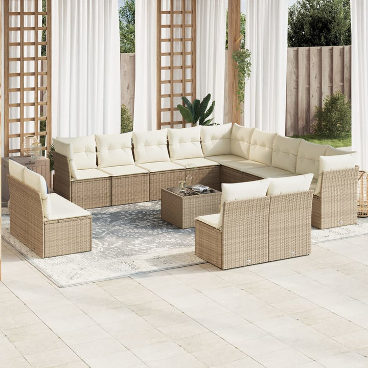 Set Mobilier De Grădină Cu Perne, 13 Piese, , Poliratan