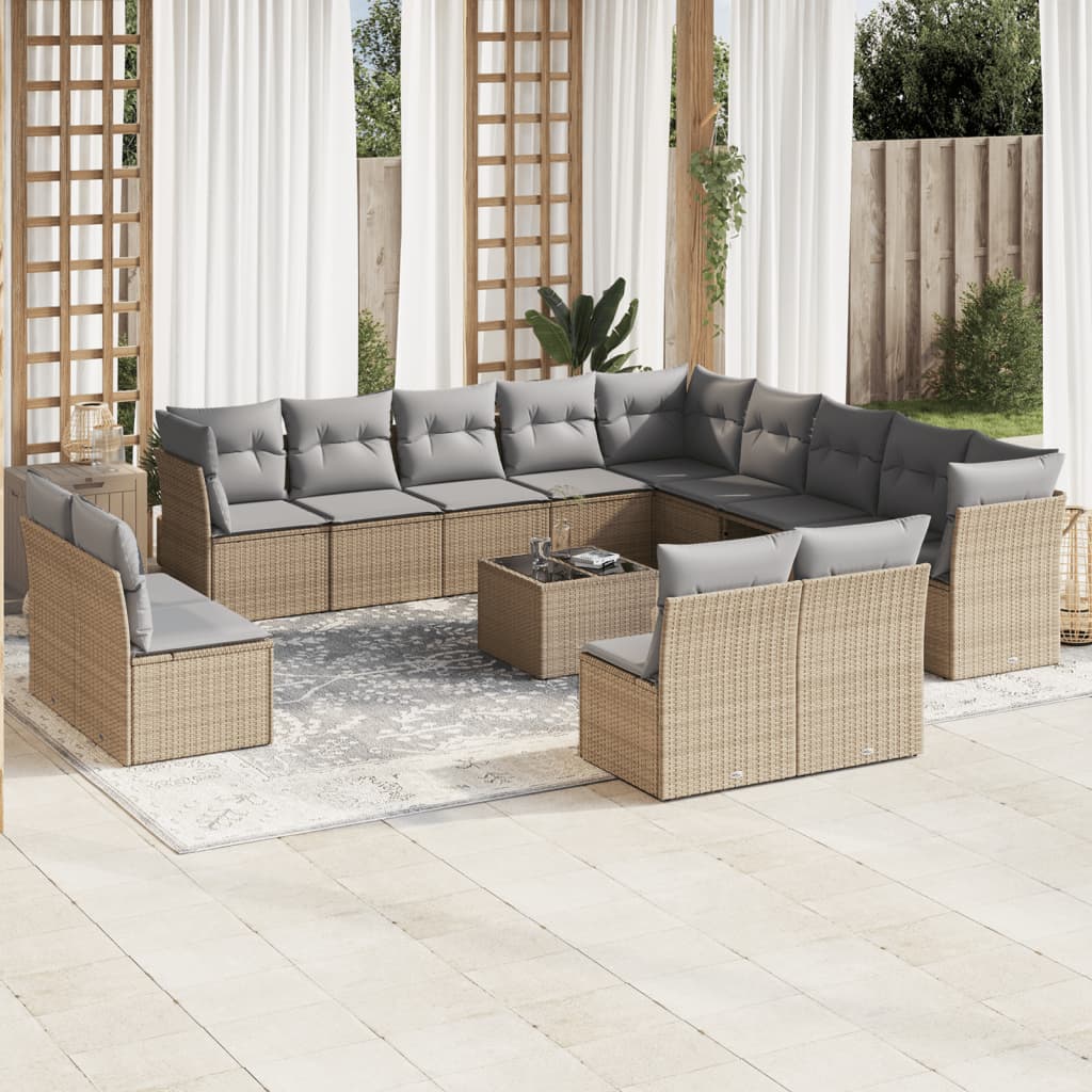 Set Mobilier De Grădină Cu Perne, 13 Piese, , Poliratan