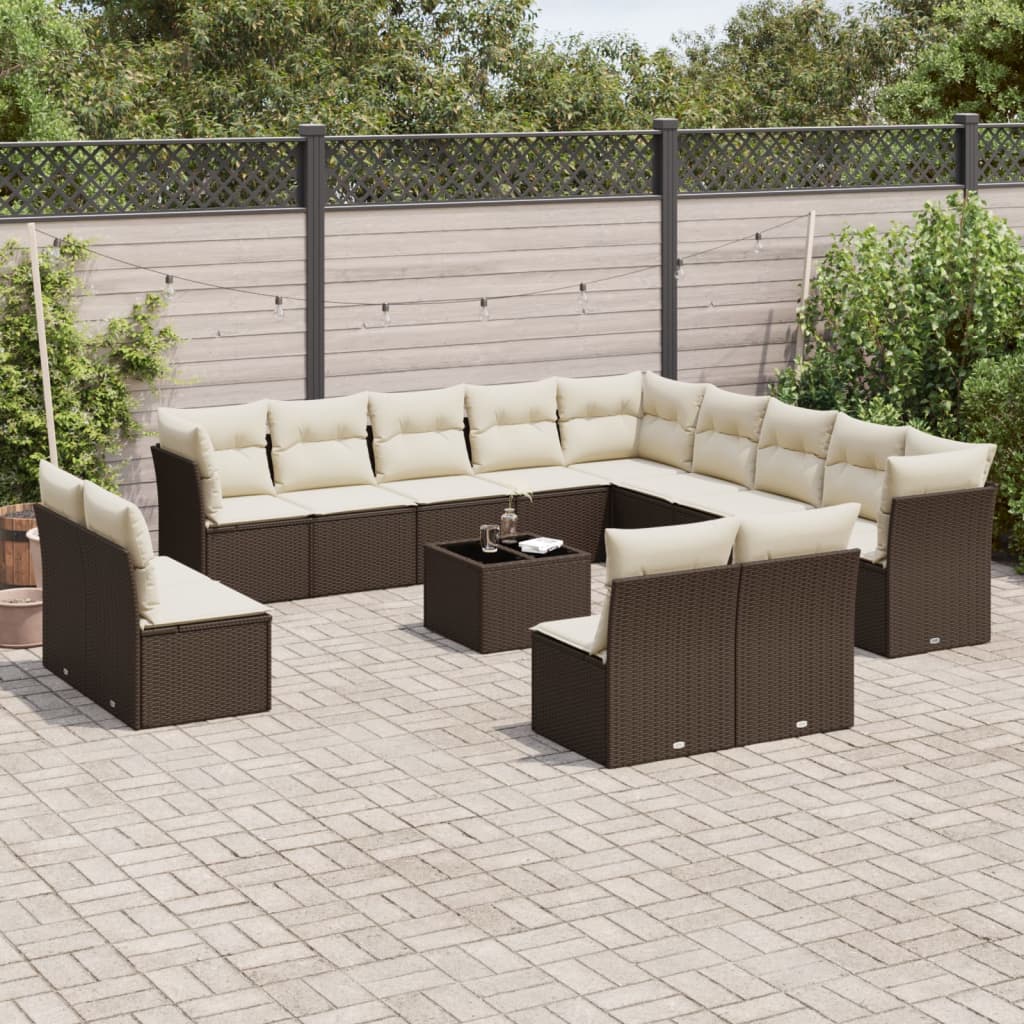 Set Mobilier De Grădină Cu Perne, 13 Piese, , Poliratan