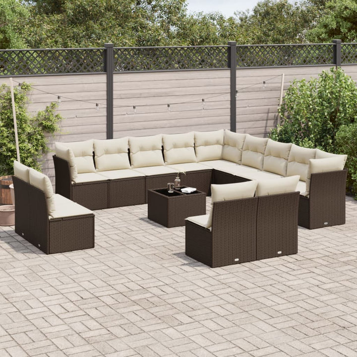 Set Mobilier De Grădină Cu Perne, 13 Piese, , Poliratan