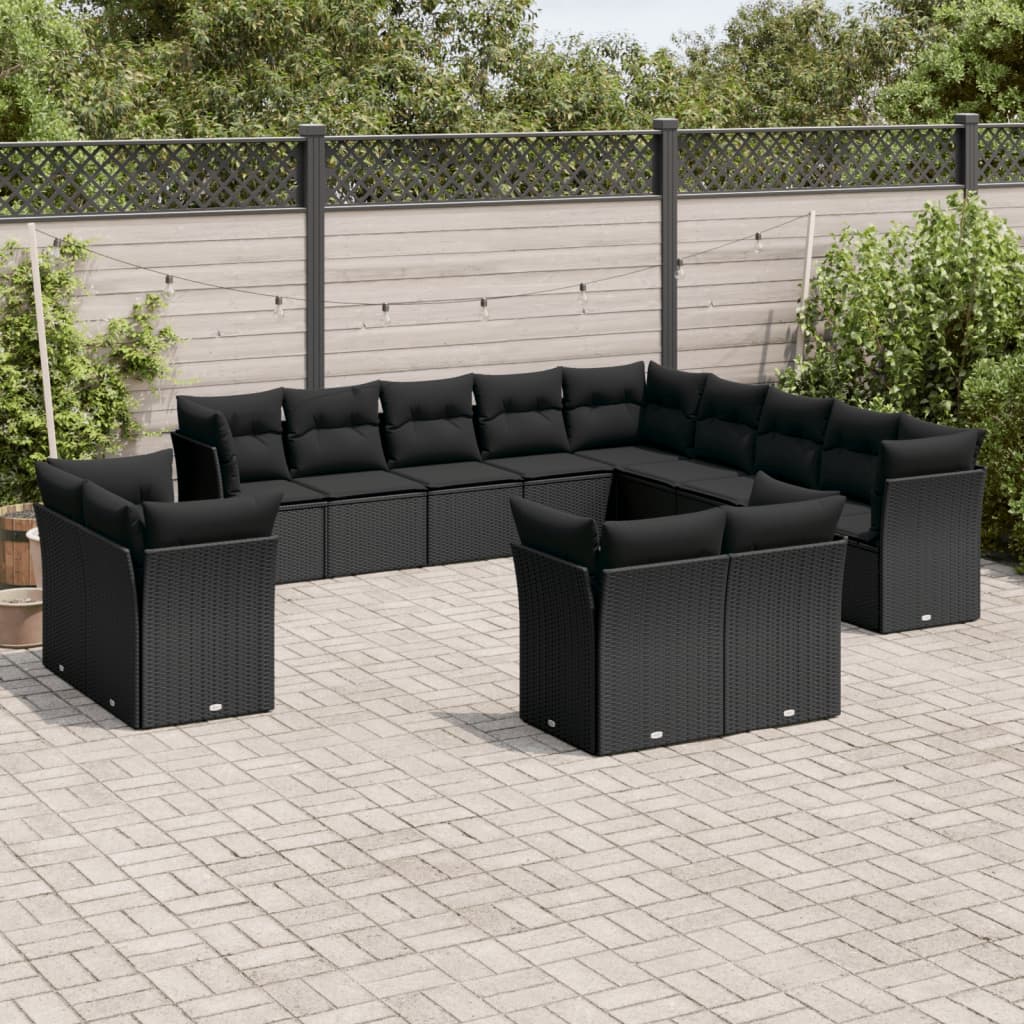 Set Canapele De Grădină, 13 Piese, Cu Perne, Bej, Poliratan