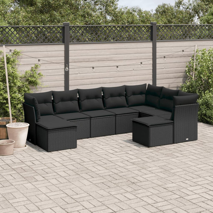 Set Canapele De Grădină, 9 Piese, Cu Perne, Bej, Poliratan