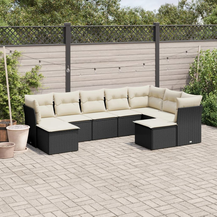 Set Canapele De Grădină, 9 Piese, Cu Perne, Bej, Poliratan