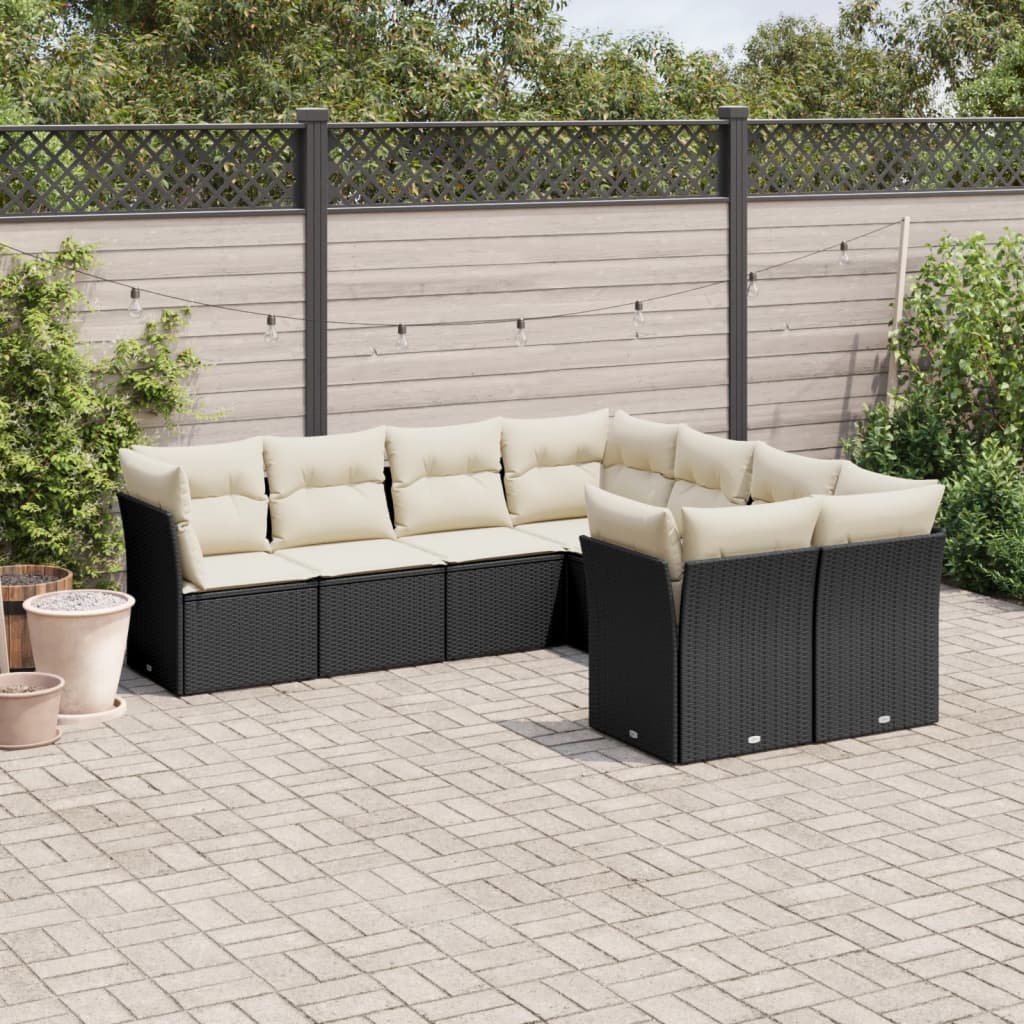 Set Canapele De Grădină, 8 Piese, Cu Perne, Bej, Poliratan