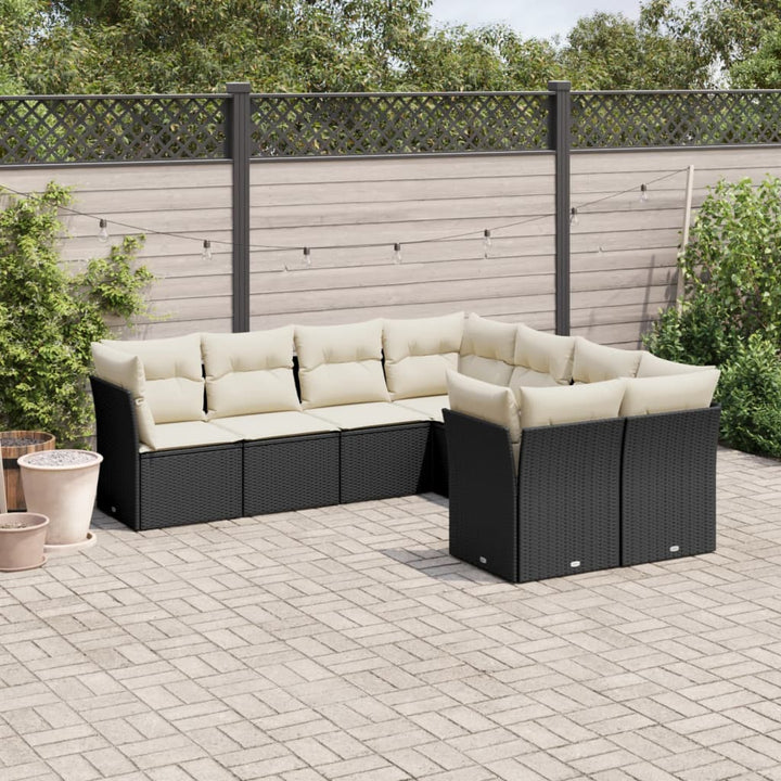 Set Canapele De Grădină, 8 Piese, Cu Perne, Bej, Poliratan