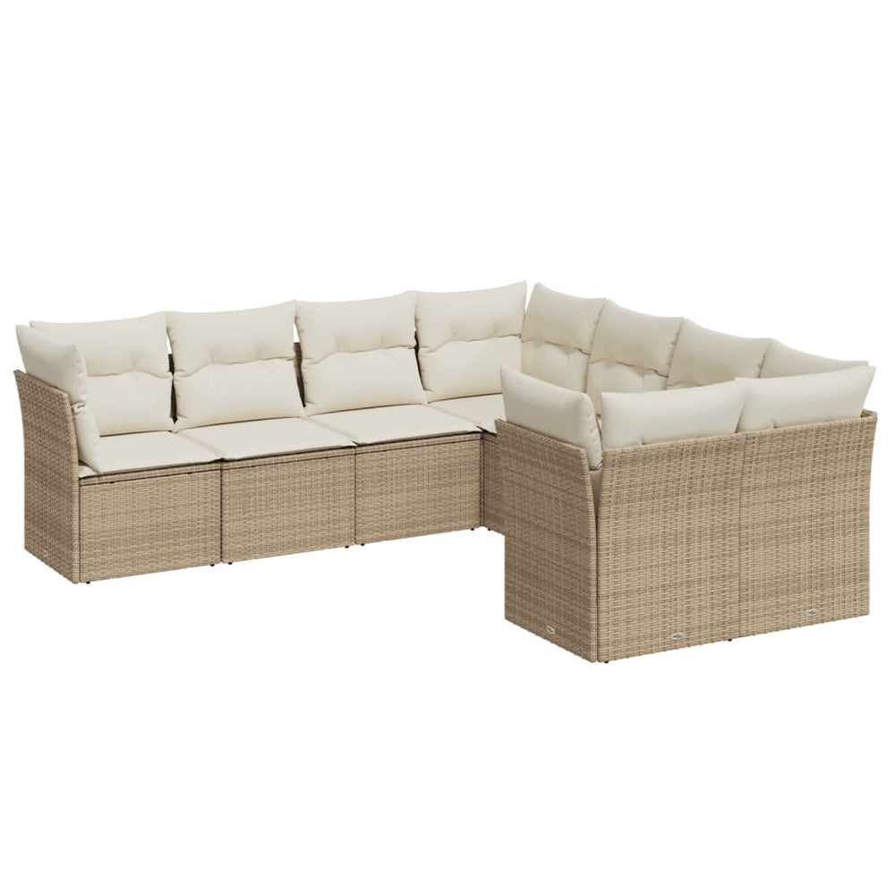 Set Canapele De Grădină, 8 Piese, Cu Perne, Bej, Poliratan