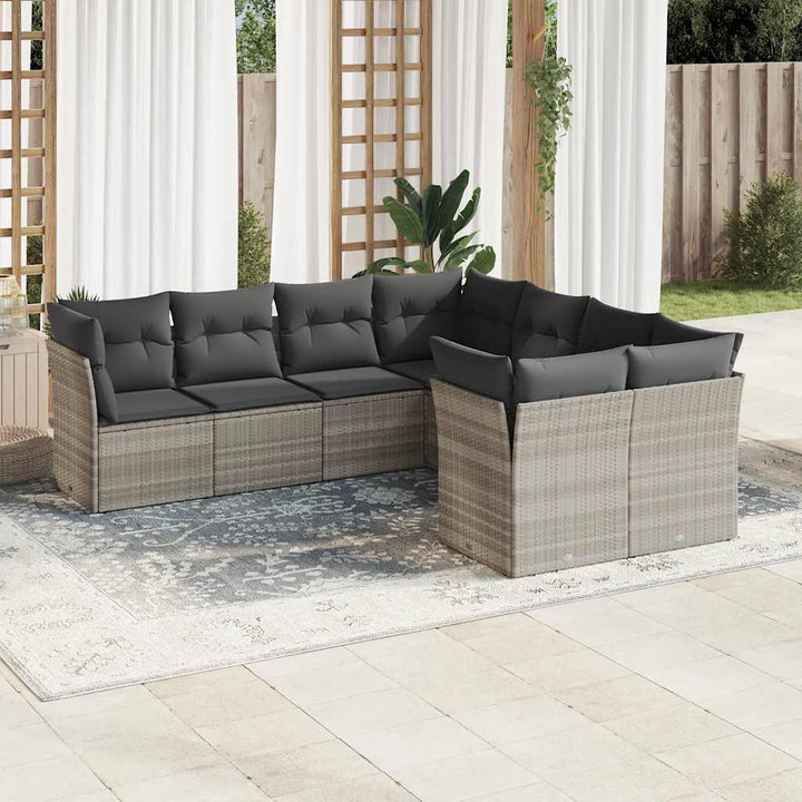 Set Canapele De Grădină, 8 Piese, Cu Perne, Bej, Poliratan