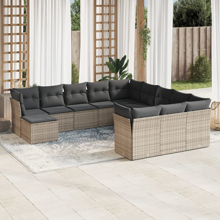 Set Canapele De Grădină, 12 Piese, Cu Perne, Negru, Poliratan