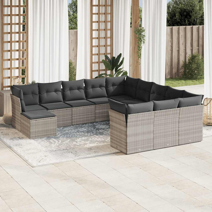 Set Canapele De Grădină, 12 Piese, Cu Perne, Negru, Poliratan