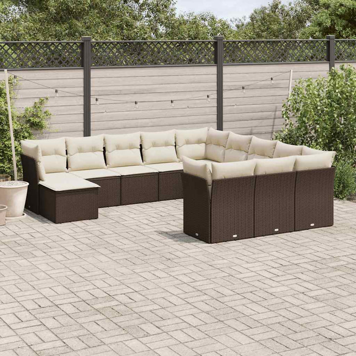 Set Canapele De Grădină, 12 Piese, Cu Perne, Negru, Poliratan