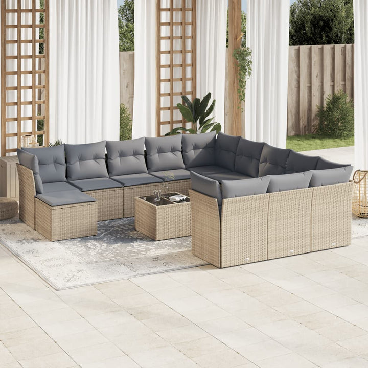 Set Canapele De Grădină, 12 Piese, Cu Perne, Negru, Poliratan