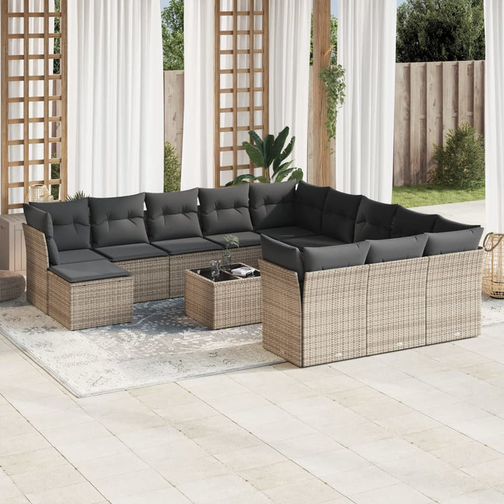 Set Canapele De Grădină, 12 Piese, Cu Perne, Negru, Poliratan