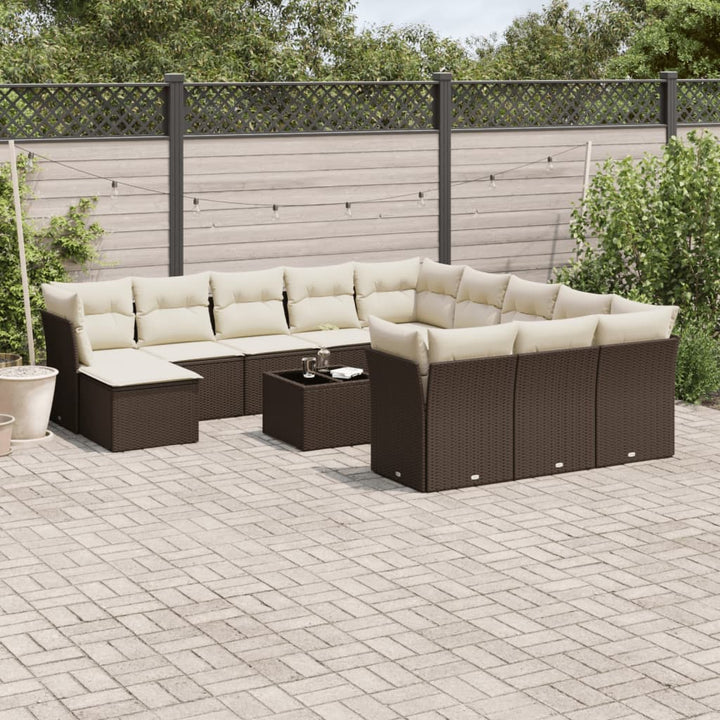 Set Canapele De Grădină, 12 Piese, Cu Perne, Negru, Poliratan