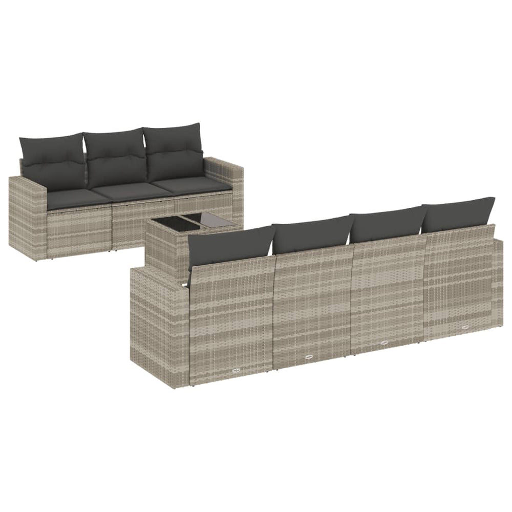 Set Mobilier De Grădină Cu Perne, 8 Piese Poliratan