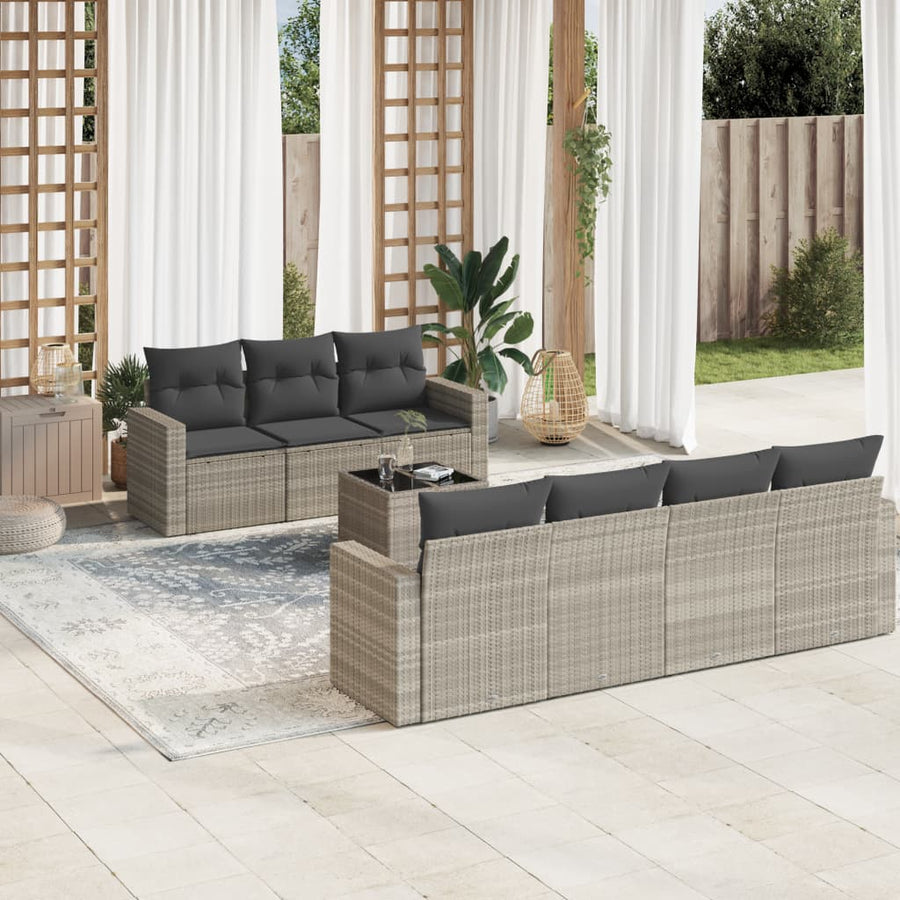 Set Mobilier De Grădină Cu Perne, 8 Piese Poliratan