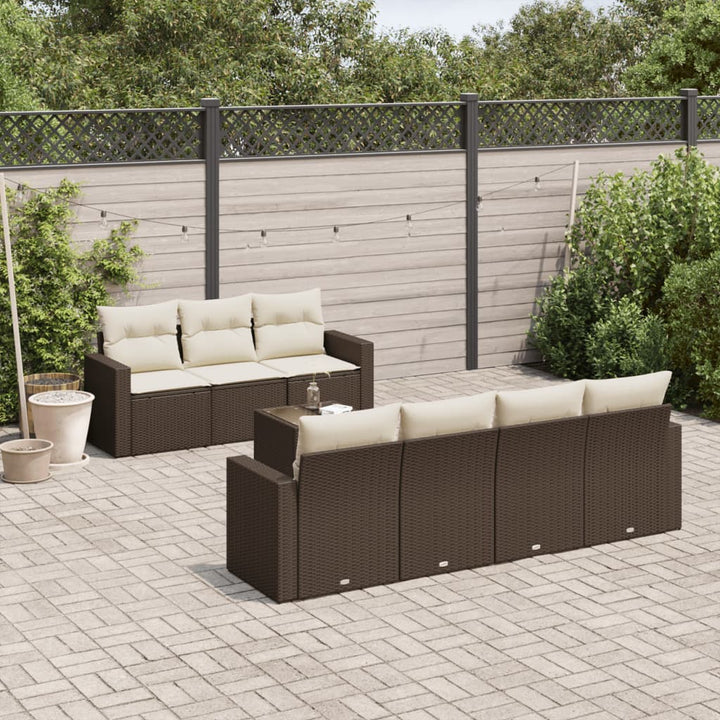 Set Mobilier De Grădină Cu Perne, 8 Piese Poliratan