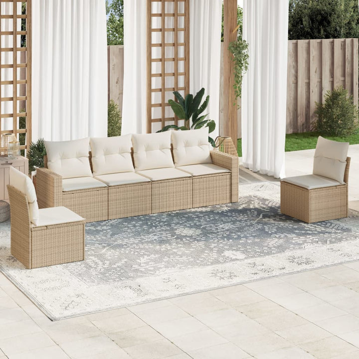 Set Mobilier De Grădină Cu Perne, 6 Piese, Negru, Poliratan