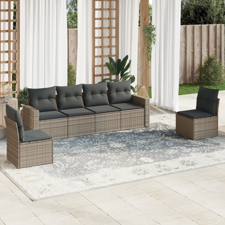 Set Mobilier De Grădină Cu Perne, 6 Piese, Negru, Poliratan