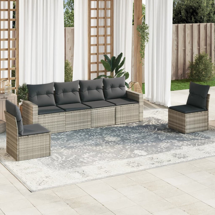 Set Mobilier De Grădină Cu Perne, 6 Piese, Negru, Poliratan