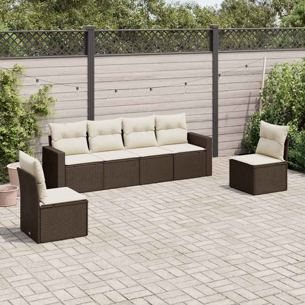 Set Mobilier De Grădină Cu Perne, 6 Piese, Negru, Poliratan